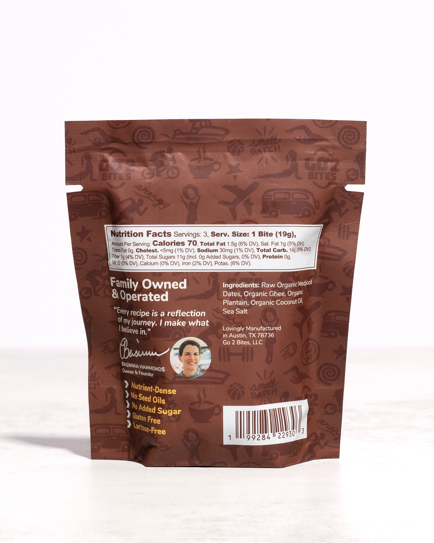 Brown package with a label on a white background